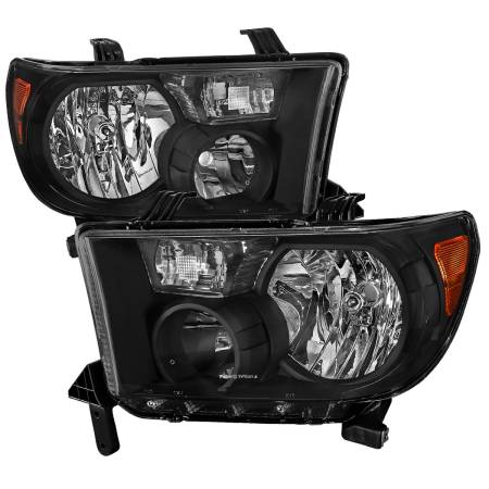 Spec'D Tuning Products - Spec-D 2007-2013 Toyota Tundra/ 2008-2017 Toyota Sequoia Factory Style Headlights w/ Amber Reflectors (Matte Black Housing/Clear Lens)