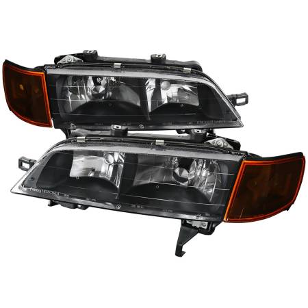 Spec'D Tuning Products - Spec-D 1994-1997 Honda Accord Factory Style Headlights & Amber Corner Lights (Matte Black Housing/Clear Lens)