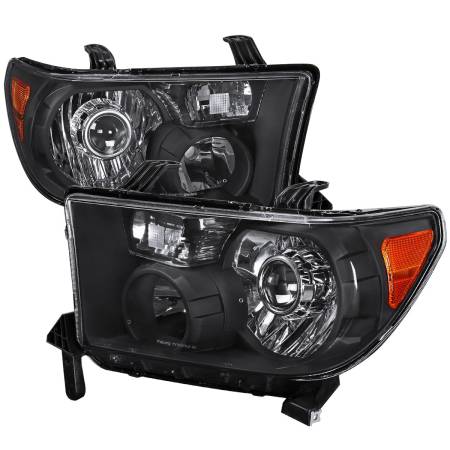 Spec'D Tuning Products - Spec-D 2007-2014 Toyota Tundra/Sequoia Retro Style Projector Headlights (Matte Black Housing/Clear Lens)