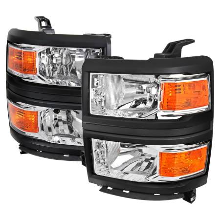 Spec'D Tuning Products - Spec-D 2014-2015 Chevrolet Silverado 1500 Factory Style V2 Headlights (Chrome Housing/Clear Lens)