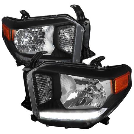 Spec'D Tuning Products - Spec-D 2014-2021 Toyota Tundra Factory Style Headlights w/ LED Light Strip (Matte Black Housing/Clear Lens)