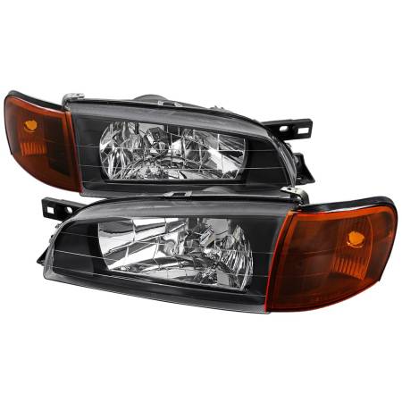 Spec'D Tuning Products - Spec-D 1995-2001 Subaru Impreza Factory Style Crystal Headlights w/ Amber Lens Corner Signal Lights (Matte Black Housing/Clear Lens)