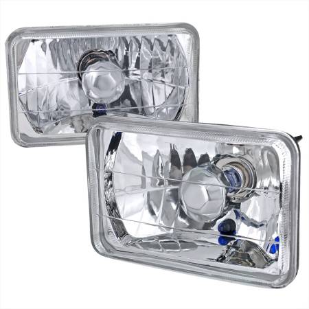 Spec'D Tuning Products - Spec-D Universal 4"x6" H4 Crystal Headlights (Chrome Housing/Glass Lens)