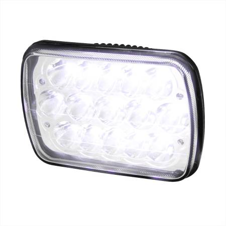 Spec'D Tuning Products - Spec-D Universal 7"x6" 15-LED Sealed Beam Headlights w/ H4 Plug (Black Aluminum Housing/PMMA Lens)