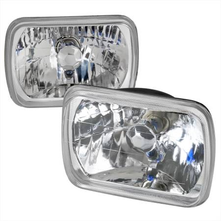 Spec'D Tuning Products - Spec-D Universal 7"x6" H4 Crystal Headlights (Chrome Housing/Glass Lens)