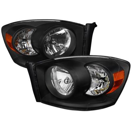 Spec'D Tuning Products - Spec-D 2006-2008 Dodge RAM 1500/ 2006-2009 RAM 2500 3500 Factory Style Crystal Headlights (Matte Black Housing/Clear Lens)