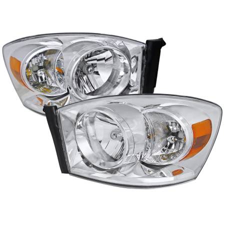 Spec'D Tuning Products - Spec-D 2006-2008 Dodge RAM 1500/ 2006-2009 RAM 2500 3500 Factory Style Crystal Headlights (Chrome Housing/Clear Lens)