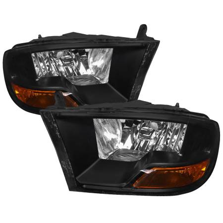 Spec'D Tuning Products - Spec-D 2009-2018 Dodge RAM 1500 / 2019-2021 RAM Classic / 2010-2018 RAM 2500 3500 Factory Dual Style Headlights (Matte Black Housing/Clear Lens)