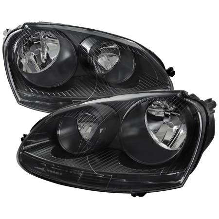 Spec'D Tuning Products - Spec-D 2005-2010 Volkswagen Golf Mk5 /Jetta/Rabbit Factory Style Headlights w/ P21W Turn Signal Bulbs (Matte Black Housing/Clear Lens)