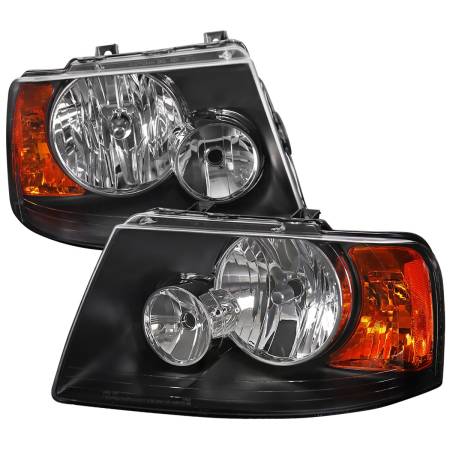 Spec'D Tuning Products - Spec-D 2003-2006 Ford Expedition Factory Style Headlights w/ Amber Reflector (Matte Black Housing/Clear Lens)