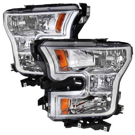Spec'D Tuning Products - Spec-D 2015-2017 Ford F-150 Replacement Factory Style Headlights (Chrome Housing/Clear Lens)