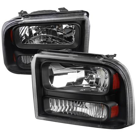 Spec'D Tuning Products - Spec-D 2005-2007 Ford F-250/F-350/F-450/F-550/Excursion Crystal Headlights (Matte Black Housing/Clear Lens)
