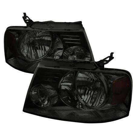 Spec'D Tuning Products - Spec-D 2004-2008 Ford F-150/ 2006-2008 Lincoln Mark LT Replacement Crystal Headlights w/ Amber Reflector (Chrome Housing/Smoke Lens)