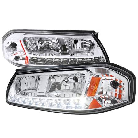 Spec'D Tuning Products - Spec-D 2000-2005 Chevrolet Impala Crystal Headlights w/ SMD LED Light Strip (Chrome Housing/Clear Lens)