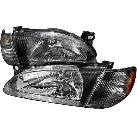 Spec'D Tuning Products - Spec-D 1998-2000 Toyota Corolla Factory Style Crystal Headlights w/ Corner Lights & Bulbs (Matte Black Housing/Clear Lens)