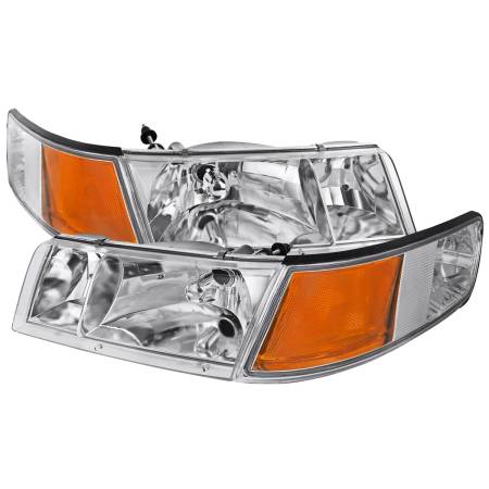 Spec'D Tuning Products - Spec-D 1998-2002 Mercury Grand Marquis Factory Style Crystal Headlights w/ Corner Signal Lights (Chrome Housing/Clear Lens)