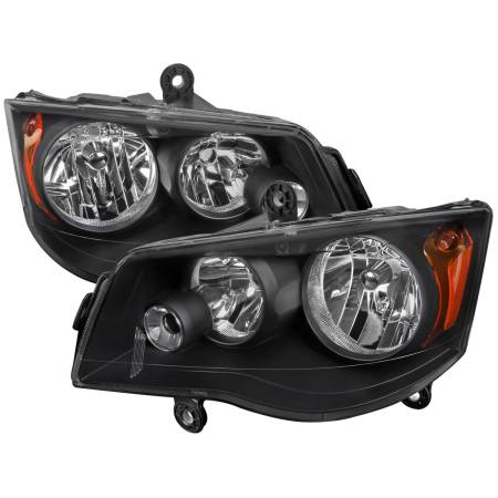 Spec'D Tuning Products - Spec-D 2008-2018 Dodge Grand Caravan Chrysler Town & Country Factory Style Headlights (Matte Black Housing/Clear Lens)