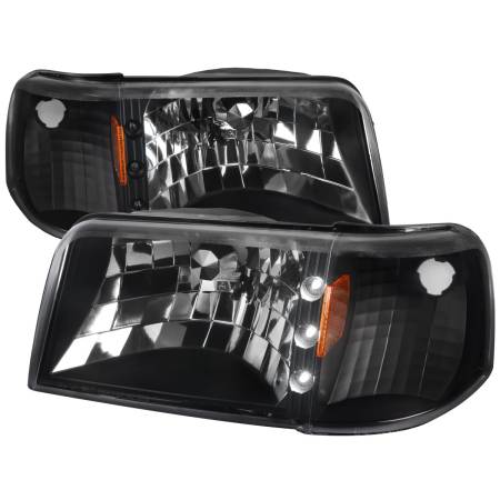 Spec'D Tuning Products - Spec-D 1993-1997 Ford Ranger Factory Style V2 Headlights w/ Corner Lights (Matte Black Housing/Clear Lens)