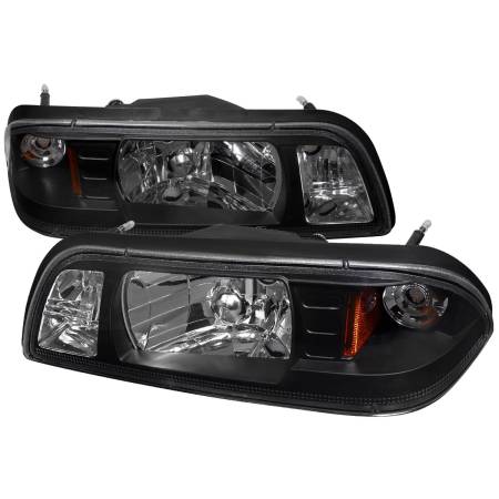 Spec'D Tuning Products - Spec-D 1987-1993 Ford Mustang Factory Style Crystal Headlights (Matte Black Housing/Clear Lens)