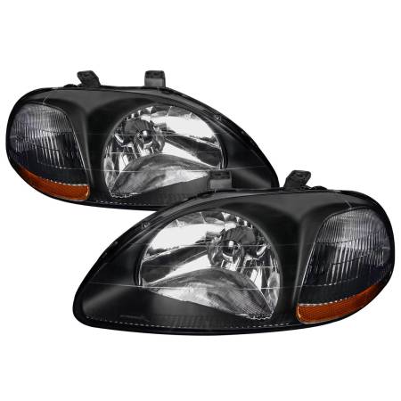Spec'D Tuning Products - Spec-D 1996-1998 Honda Civic Factory Style Crystal Headlights (Matte Black Housing/Clear Lens)