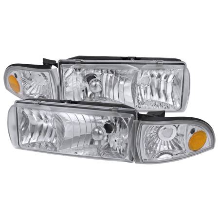 Spec'D Tuning Products - Spec-D 1991-1996 Chevrolet Caprice / 1994-1996 Impala Factory Style Crystal Headlights w/ Corner Signal Lights (Chrome Housing/Clear Lens)