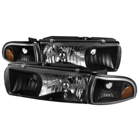 Spec'D Tuning Products - Spec-D 1991-1996 Chevrolet Caprice / 1994-1996 Impala Factory Style Crystal Headlights w/ Corner Signal Lights (Matte Black Housing/Clear Lens)