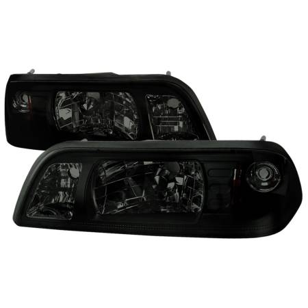 Spec'D Tuning Products - Spec-D 1987-1993 Ford Mustang Crystal Headlights (Chrome Housing/Smoke Lens)