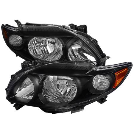 Spec'D Tuning Products - Spec-D 2009-2010 Toyota Corolla Factory Style Crystal Headlights w/ Amber Reflector (Matte Black Housing/Clear Lens)