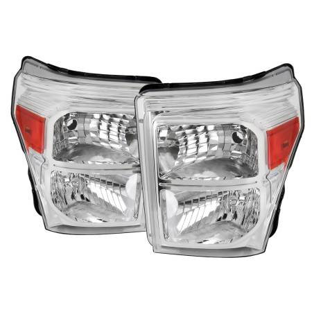Spec'D Tuning Products - Spec-D 2011-2016 Ford F-250/F-350/F-450/F-550 Super Duty Factory Style Headlights w/ Amber Reflectors (Chrome Housing/Clear Lens)