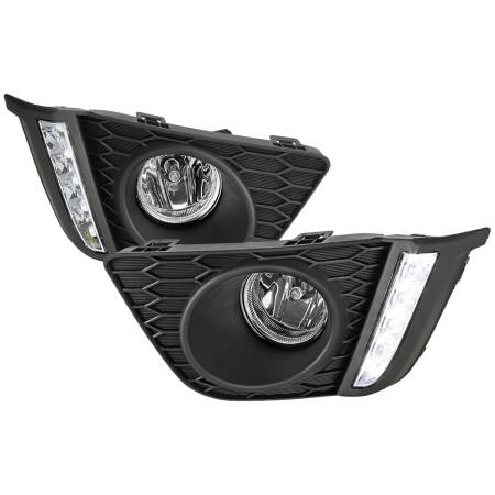 Spec'D Tuning Products - Spec-D 2015-2017 Honda Fit 12V/55W H11 Fog Lights w/ LED Light Strip (Chrome Housing/Clear Lens)