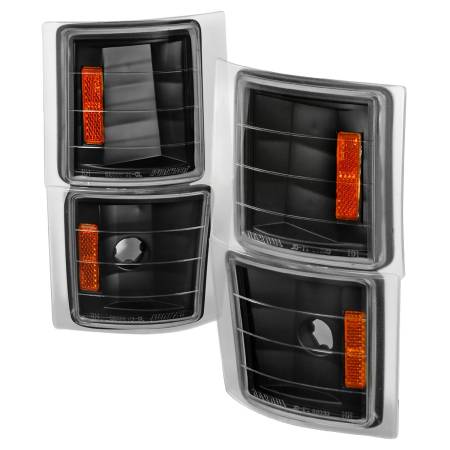 Spec'D Tuning Products - Spec-D 1994-1998 Chevrolet C/K Silverado/Tahoe Corner Lights (Matte Black Housing/Clear Lens)