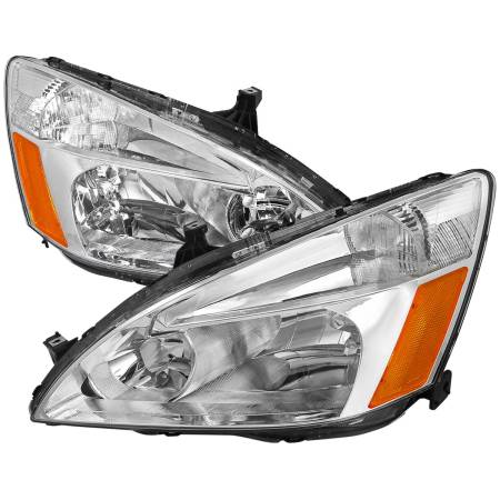 Spec'D Tuning Products - Spec-D 2003-2007 Honda Accord Factory Style Headlights w/ Amber Reflector (Chrome Housing/Clear Lens)