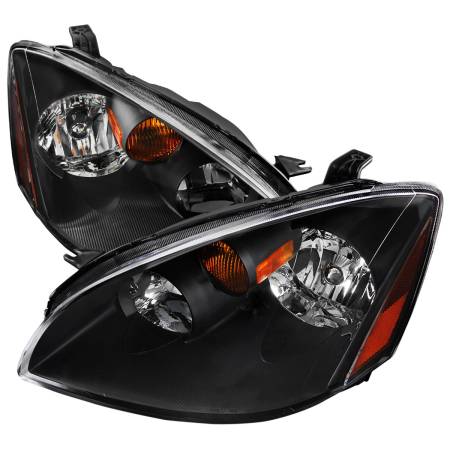 Spec'D Tuning Products - Spec-D 2002-2004 Nissan Altima Crystal Headlights w/ Amber Reflector (Matte Black Housing/Clear Lens)