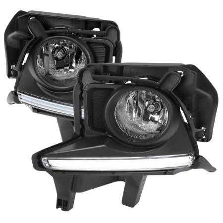 Spec'D Tuning Products - Spec-D 2014-2016 Toyota Highlander H16 Fog Lights Kit w/ LED Light Strip (Chrome Housing/Clear Lens)
