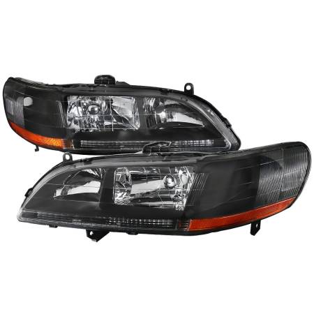 Spec'D Tuning Products - Spec-D 1998-2002 Honda Accord Factory Style Crystal Headlights w/ Amber Reflector (Matte Black Housing/Clear Lens)