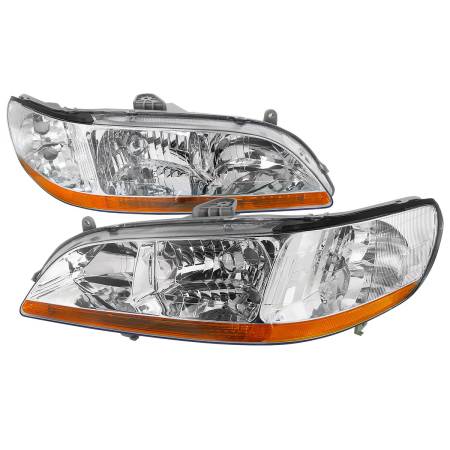 Spec'D Tuning Products - Spec-D 1998-2002 Honda Accord Factory Style Crystal Headlights w/ Amber Reflector (Chrome Housing/Clear Lens)