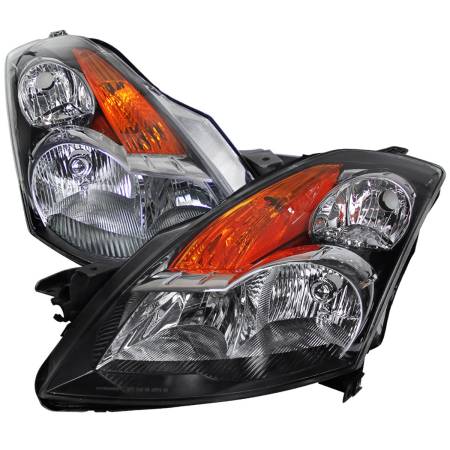 Spec'D Tuning Products - Spec-D 2007-2009 Nissan Altima Sedan Crystal Headlights w/ Amber Reflector (Matte Black Housing/Clear Lens)