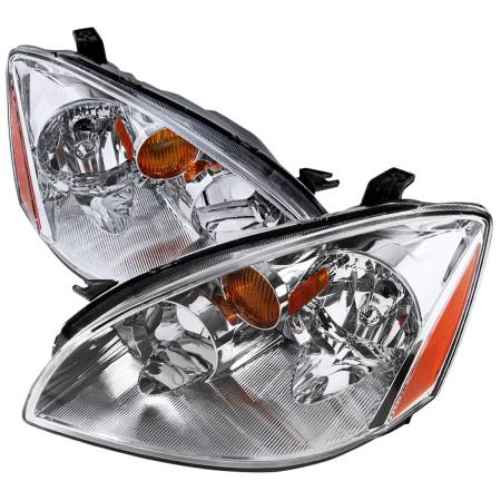 Spec'D Tuning Products - Spec-D 2002-2004 Nissan Altima Crystal Headlights w/ Amber Reflector (Chrome Housing/Clear Lens)