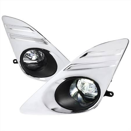 Spec'D Tuning Products - Spec-D 2012-2014 Toyota Camry SMD LED Projector Fog Lights w/ Switch, Wiring Harness, & Chrome Bezels(Chrome Housing/Clear Lens)