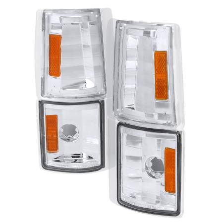 Spec'D Tuning Products - Spec-D 1994-1998 GMC C10 Sierra/Yukon/Suburban Corner Lights w/ Amber Reflectors (Chrome Housing/Clear Lens)