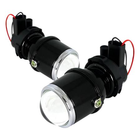 Spec'D Tuning Products - Spec-D Universal 12V/55W H3 Projector Fog Lights Kit w/ Mounting Brackets (Black Metal Housing/Glass Lens)