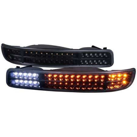 Spec'D Tuning Products - Spec-D 1999-2007 GMC Sierra/Yukon/Yukon XL Bumper Lights w/ Sequential Turn Signal Lights (Glossy Black Housing/Smoke Lens)
