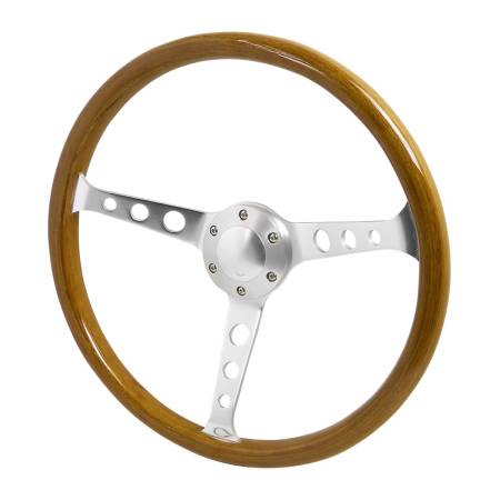 Spec'D Tuning Products - Spec-D 370mm Wood Grain Style 2" Deep Dish Aluminum 3-Spoke Wooden/Plastic Steering Wheel