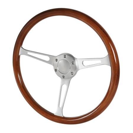 Spec'D Tuning Products - Spec-D 380mm 2" Deep Dish Aluminum 3-Spoke Wood Plastic Composite Steering Wheel