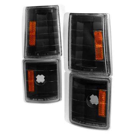 Spec'D Tuning Products - Spec-D 1994-1998 GMC C/K Sierra/Yukon/Suburban Corner Lights w/ Amber Reflectors (Matte Black Housing/Clear Lens)