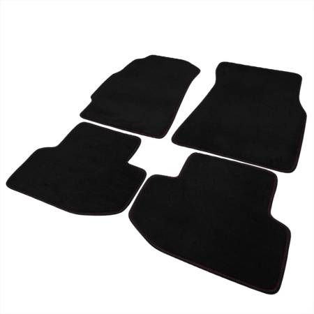 Spec'D Tuning Products - Spec-D 1994-2001 Acura Integra Coupe Black Front & Rear Carpet Floor Mats w/ Red Stitching - 4PC