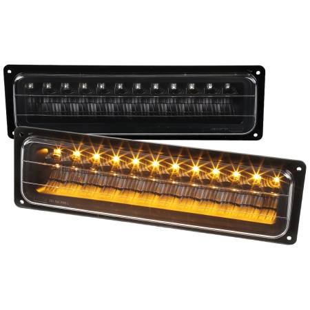 Spec'D Tuning Products - Spec-D 1988-1999 Chevrolet C/K Blazer/Tahoe/Silverado GMC Sierra/Yukon LED Bumper Lights (Matte Black Housing/Clear Lens)