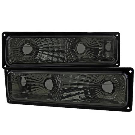Spec'D Tuning Products - Spec-D 1988-1999 Chevrolet C/K C10/Suburban/Silverado/Tahoe GMC Sierra/Yukon Bumper Lights (Chrome Housing/Smoke Lens)