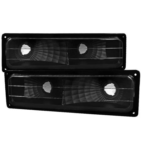 Spec'D Tuning Products - Spec-D 1988-1999 Chevrolet C/K C10/Suburban/Silverado/Tahoe GMC Sierra/Yukon Bumper Lights (Matte Black Housing/Clear Lens)