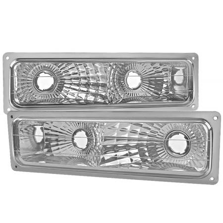 Spec'D Tuning Products - Spec-D 1988-1999 Chevrolet C/K C10/Suburban/Silverado/Tahoe GMC Sierra/Yukon Bumper Lights (Chrome Housing/Clear Lens)